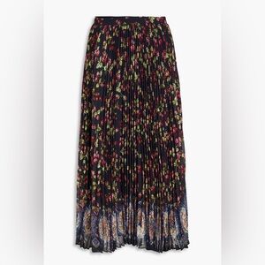 Etro floral plissé-georgette midi skirt